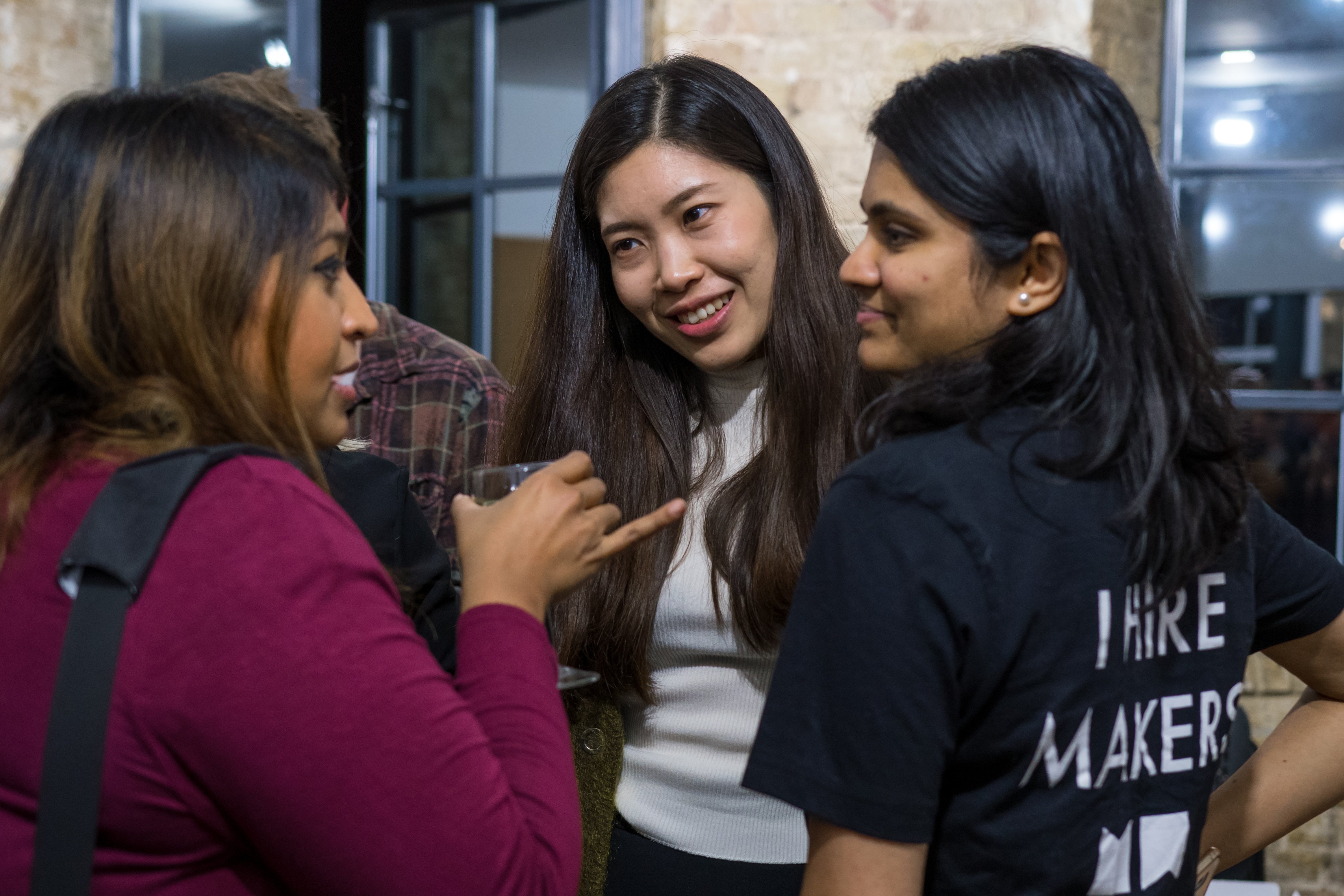 Women chatting at Makers event Women chatting at Makers event